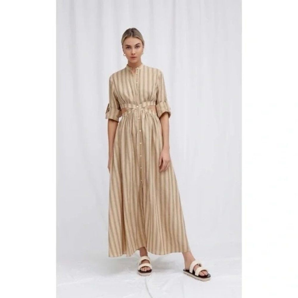 Anthropologie Tan Striped Maxi Dress - Picture 4 of 14